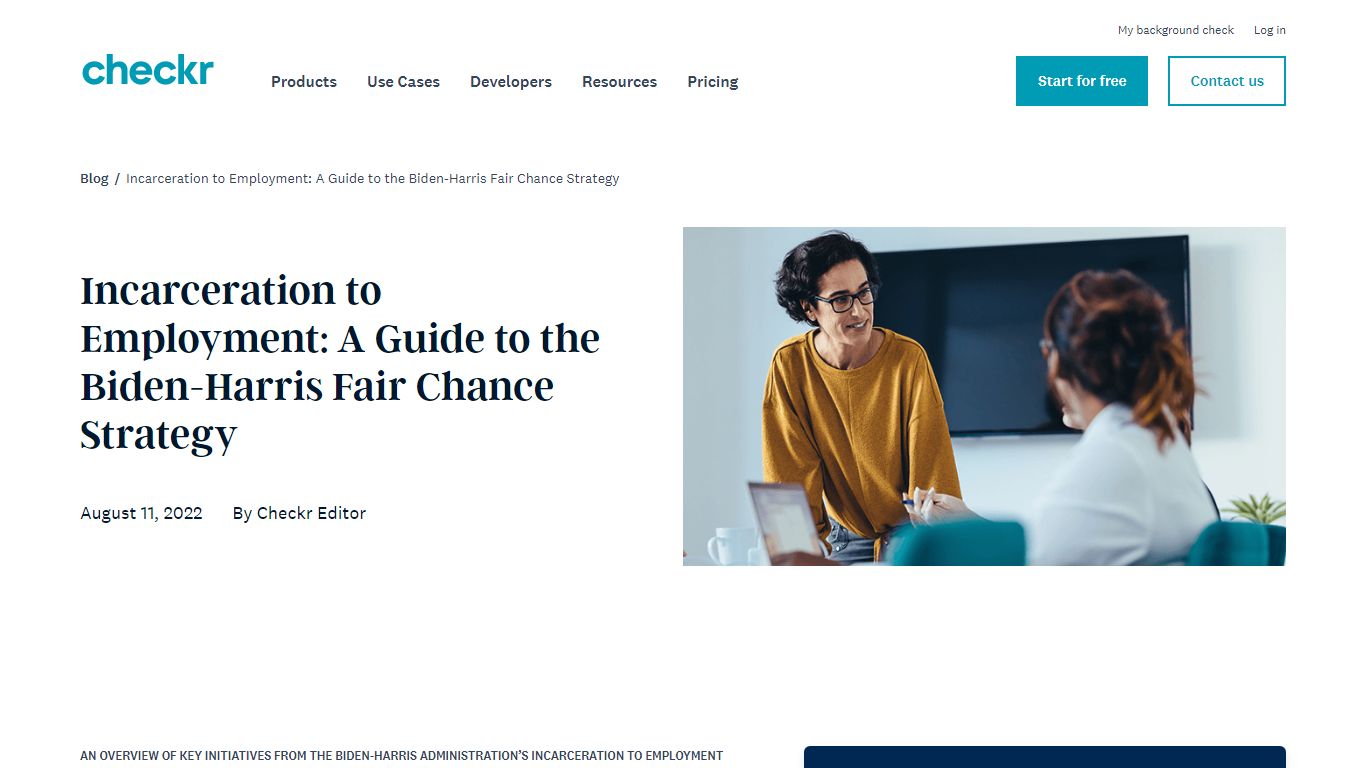 Incarceration to Employment: A Guide to the Biden-Harris Fair Chance ...